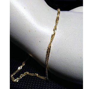 Solid 10k Yellow Gold Italy Diamond Cut Singapore Chain Bracelet 8"